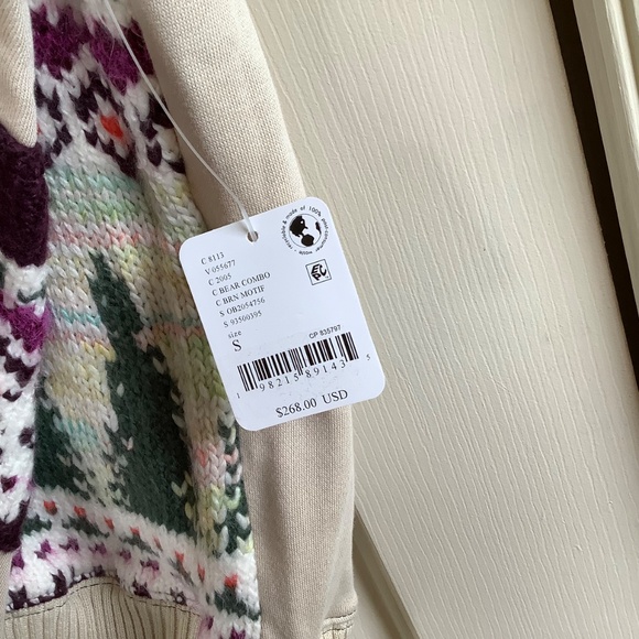 Free People Lutz Fair Isle Oversize Hoodie Bear Combo SZ S - Picture 6 of 16